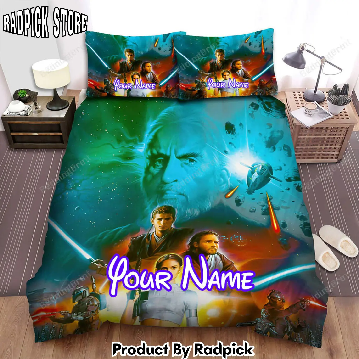 Radpick star wars episode ii attack of the clones war movie poster bed sheets duvet cover personalized name bedding sets rp3271959